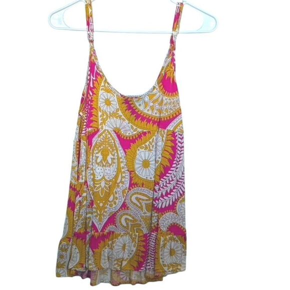 INC International Concepts Print, Swing/Flowy, Peplum Tank, XL, Pink/White/Gold - Picture 6 of 11